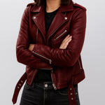 Biker Jacket Slim-Fit PU Leather Zip-Up