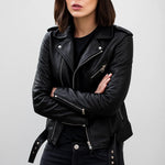 Biker Jacket Slim-Fit PU Leather Zip-Up