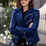 Biker Jacket Slim-Fit PU Leather Zip-Up