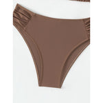 Bikini Set Adjustable Triangle Halterneck Ruched Bottoms