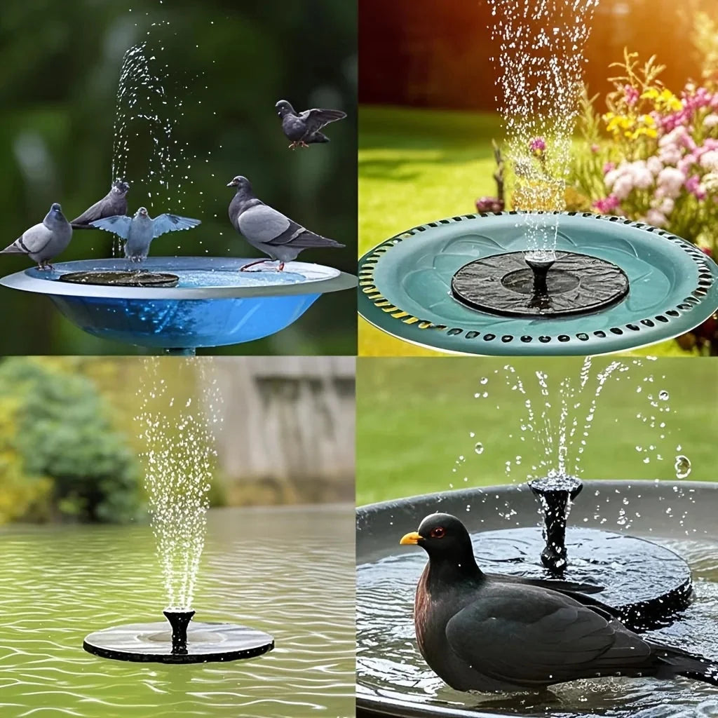 Bird Bath Fountain Solar-Powered & Interchangeable Nozzles