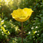 Bird Bath Garden Stake Flower-Shaped Weather-Resistant Metal