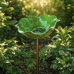 Bird Bath Garden Stake Flower-Shaped Weather-Resistant Metal