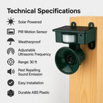 Bird Deterrent Solar-Powered Motion-Activated Predator Sounds Weather-Resistant