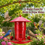 Bird Feeder Metal Retractable 32 Oz Three Water Cups