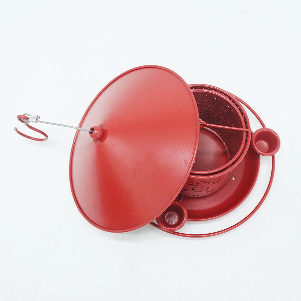 Bird Feeder Metal Retractable 32 Oz Three Water Cups