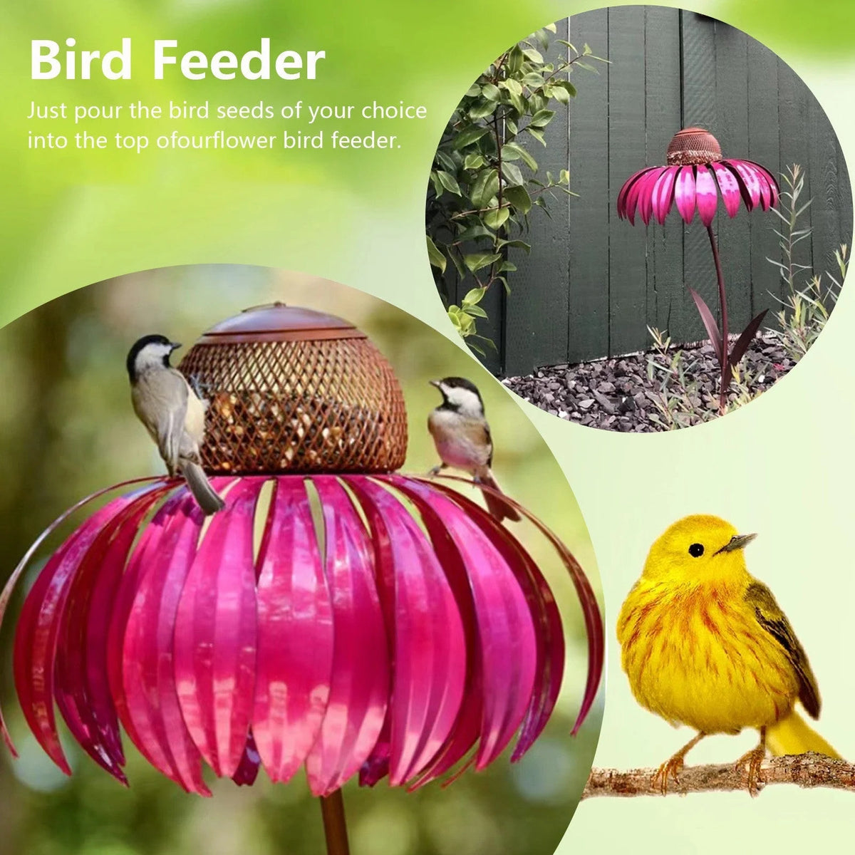 Bird Feeder Metal Sunflower Design Ground Stake