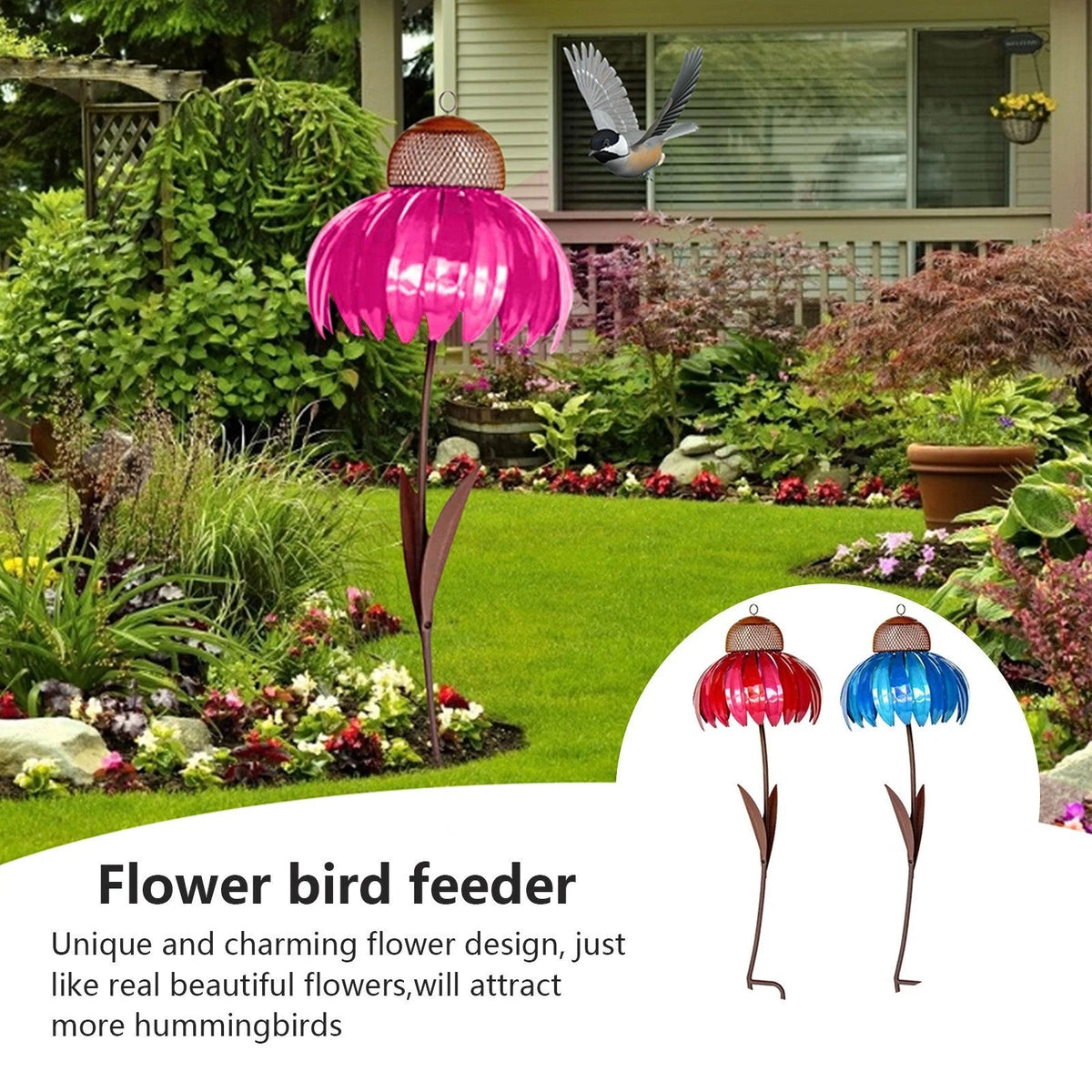 Bird Feeder Metal Sunflower Design Ground Stake