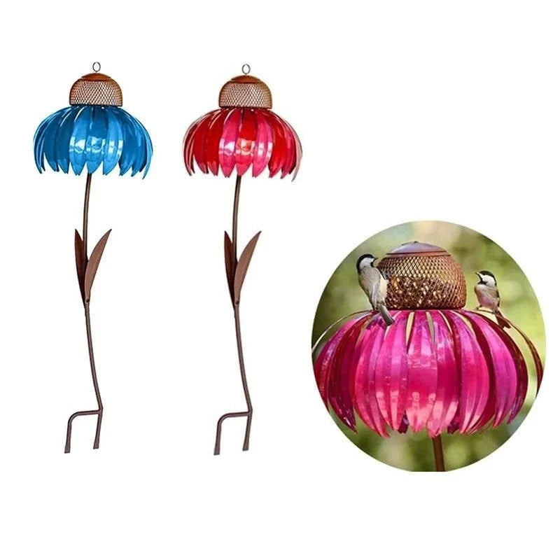 Bird Feeder Metal Sunflower Design Ground Stake
