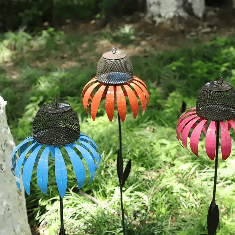 Bird Feeder Metal Sunflower Design Ground Stake