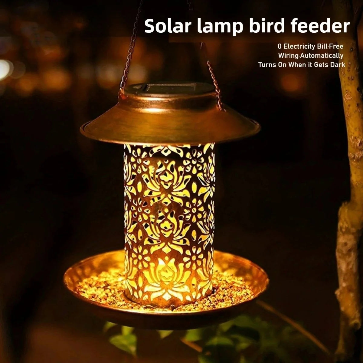 Bird Feeder Solar-Powered LED Lighting