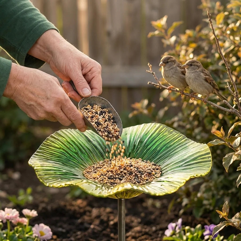 Bird Feeder Stake Hand-Painted Weather-Resistant Iron