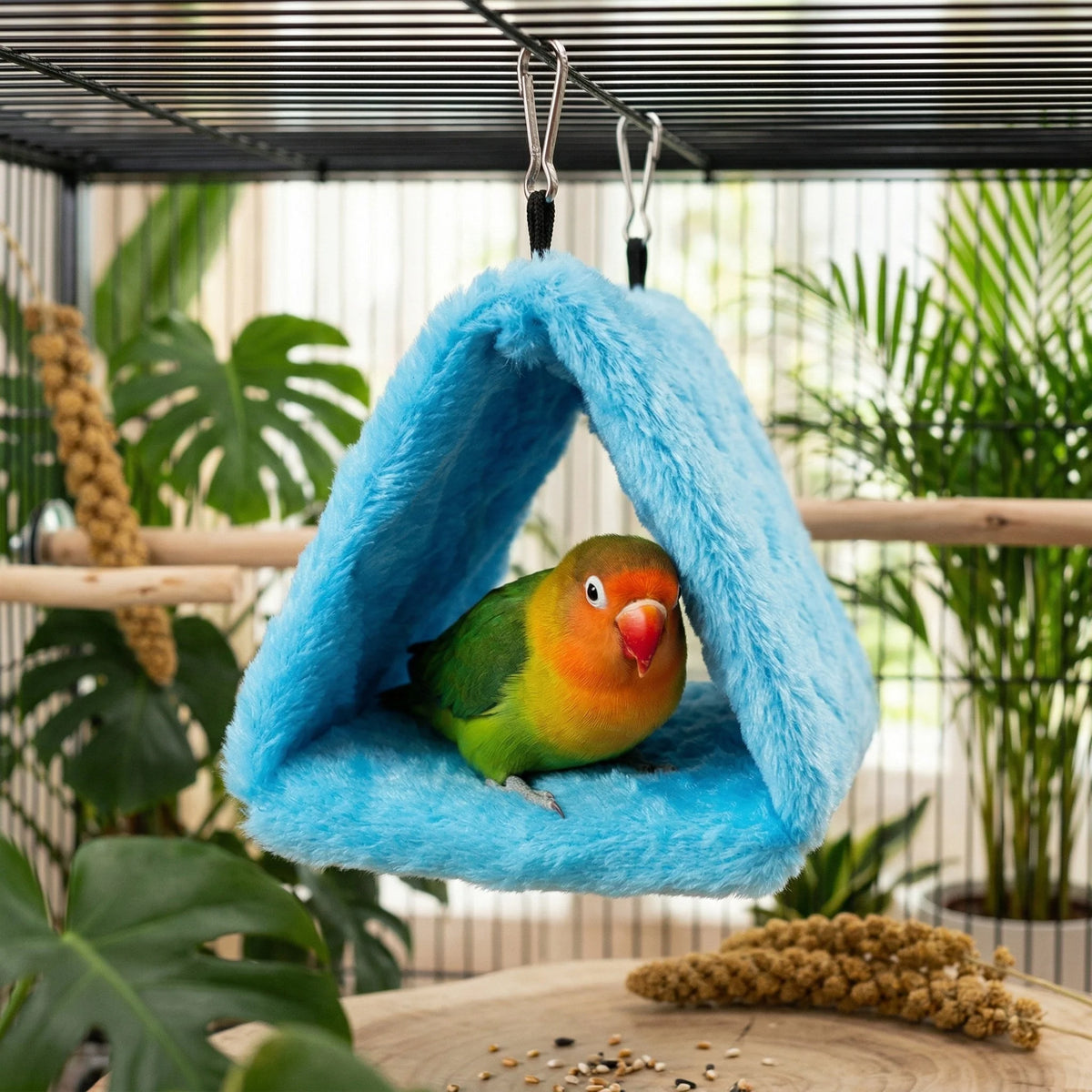 Bird Hammock Soft Fabric Enclosed Tent Cage-Mounted