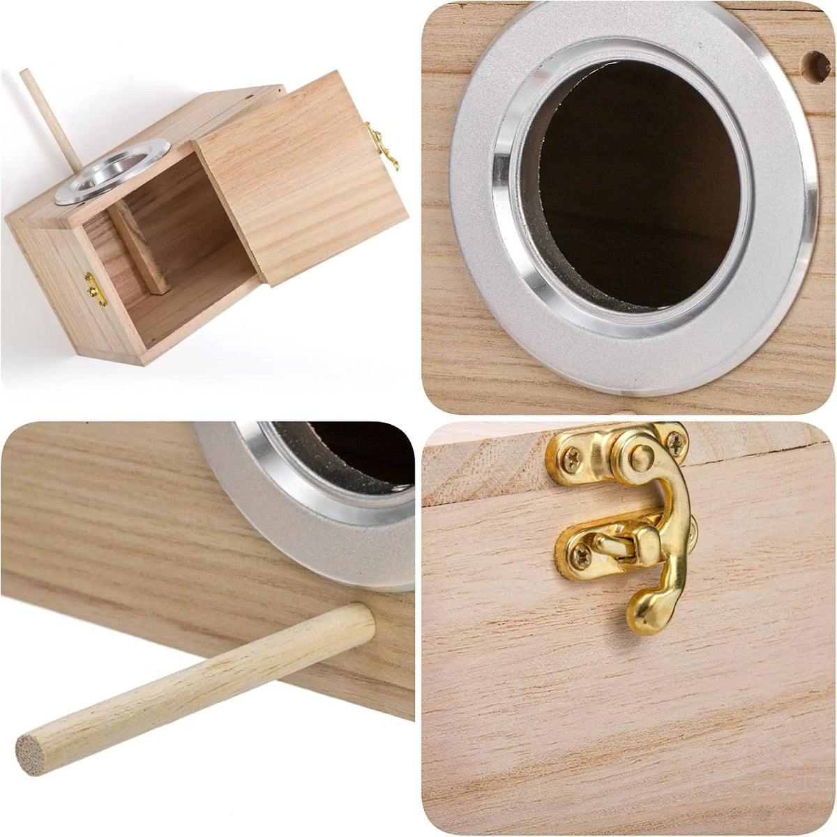 Bird Nesting Box Paulownia Wood Reinforced Entrance Removable Top