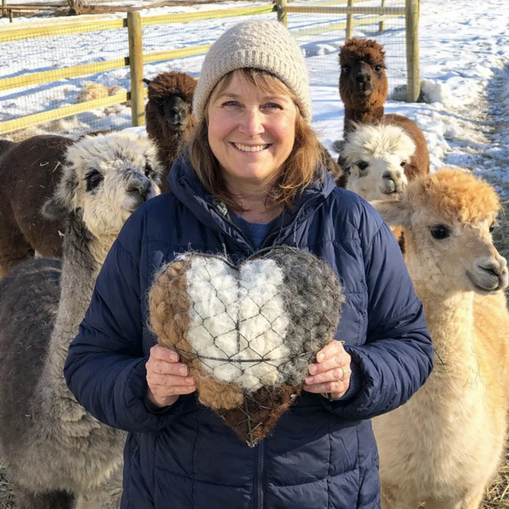 Bird Nesting Holder Alpaca Fiber Heart-Shaped With Hanging Hook