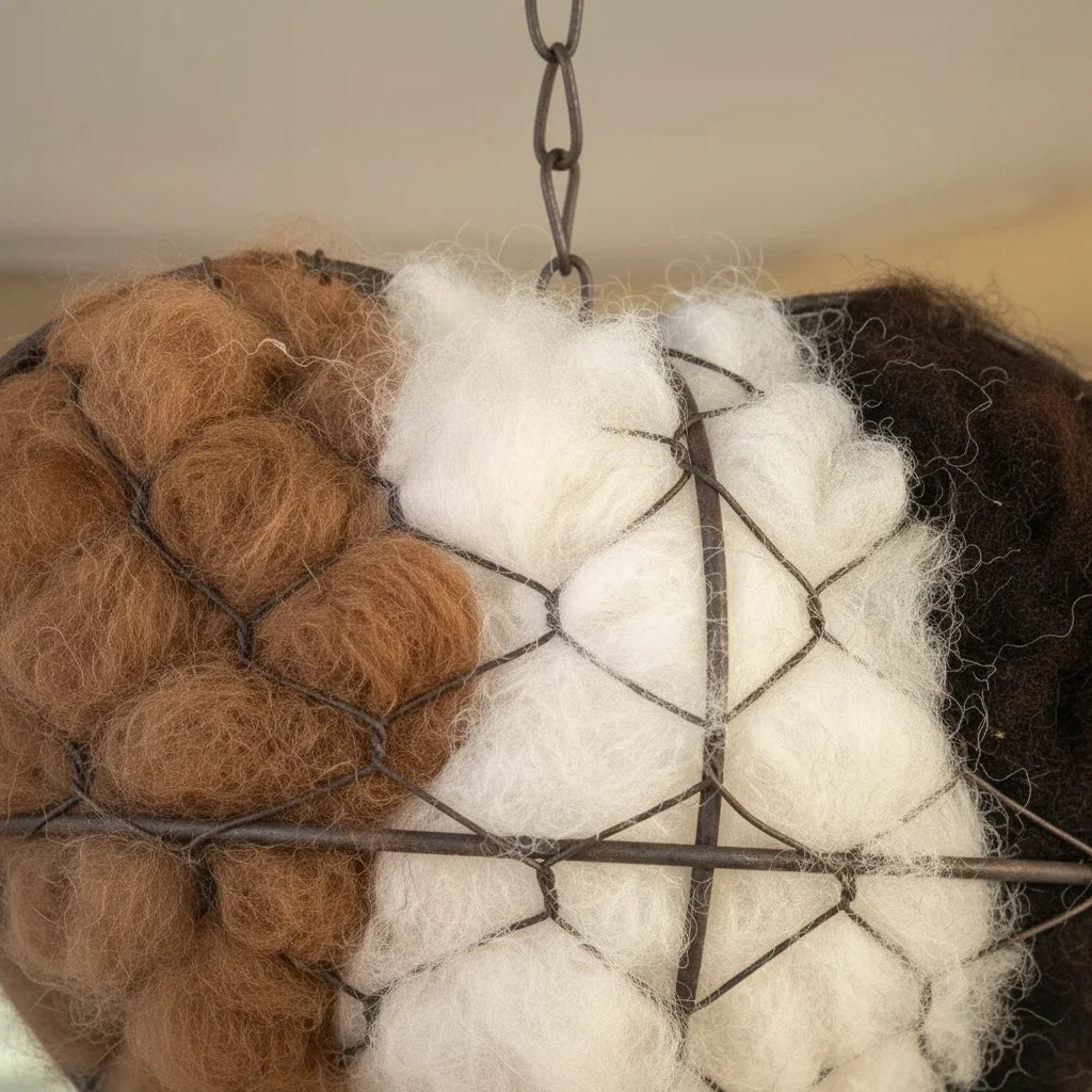 Bird Nesting Holder Alpaca Fiber Heart-Shaped With Hanging Hook