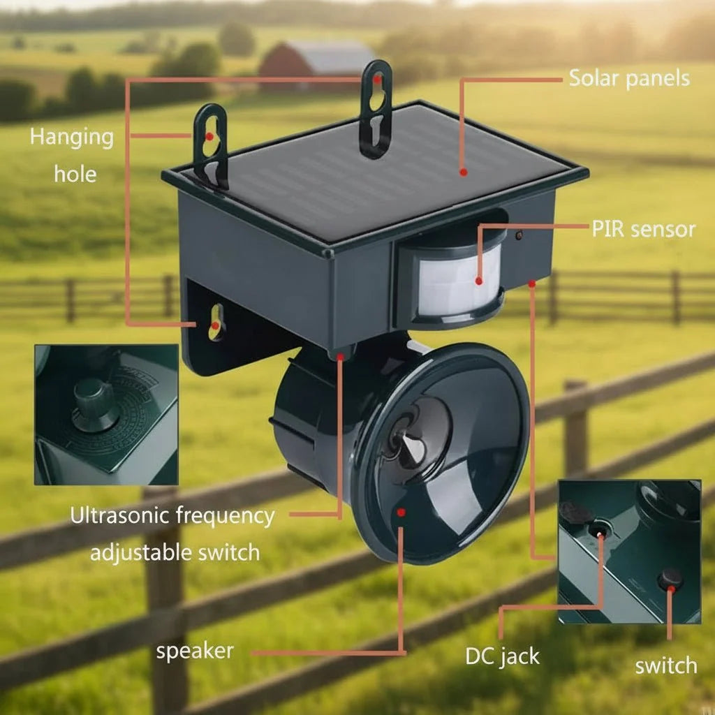 Bird Repeller Ultrasonic Weather-Resistant Outdoor Design