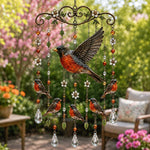Bird Suncatcher Wind Chime Layered Strands Clear Drops