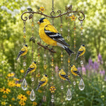 Bird Suncatcher Wind Chime Layered Strands Clear Drops