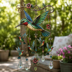 Bird Suncatcher Wind Chime Layered Strands Clear Drops