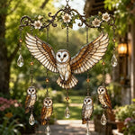 Bird Suncatcher Wind Chime Layered Strands Clear Drops