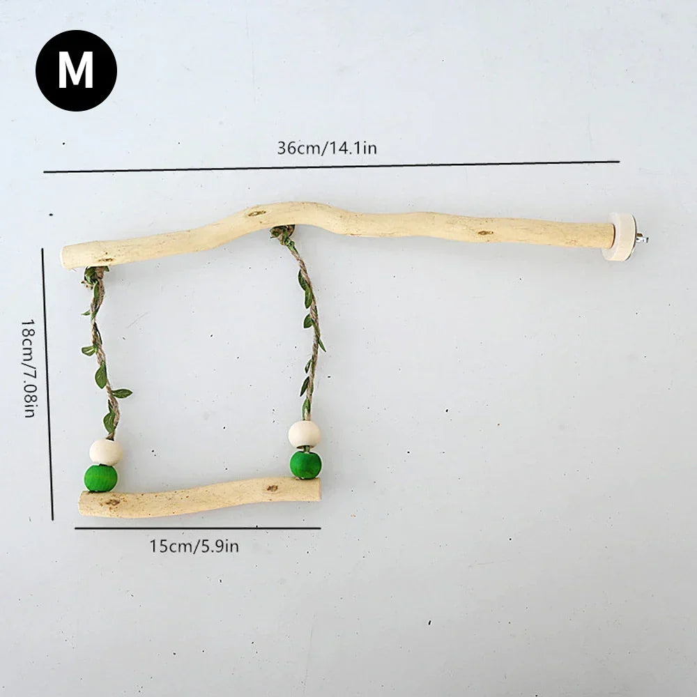 Bird Swing Natural Wood Cage Hanging