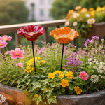 Bird Water Feeder Stakes Glazed Ceramic Flower Cups Set of 4, 8, or 12