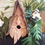 Birdhouse Resin Whimsical Grandpa Face Removable Roof