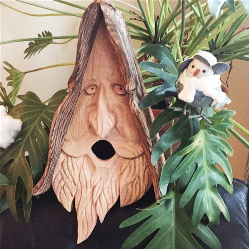 Birdhouse Resin Whimsical Grandpa Face Removable Roof