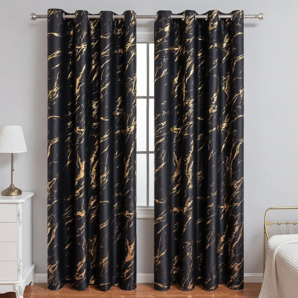Blackout Curtains Opaque Privacy Grommet Top Patterned