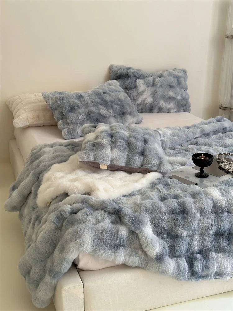 Blanket & Cushion Set Faux Fur Soft Breathable