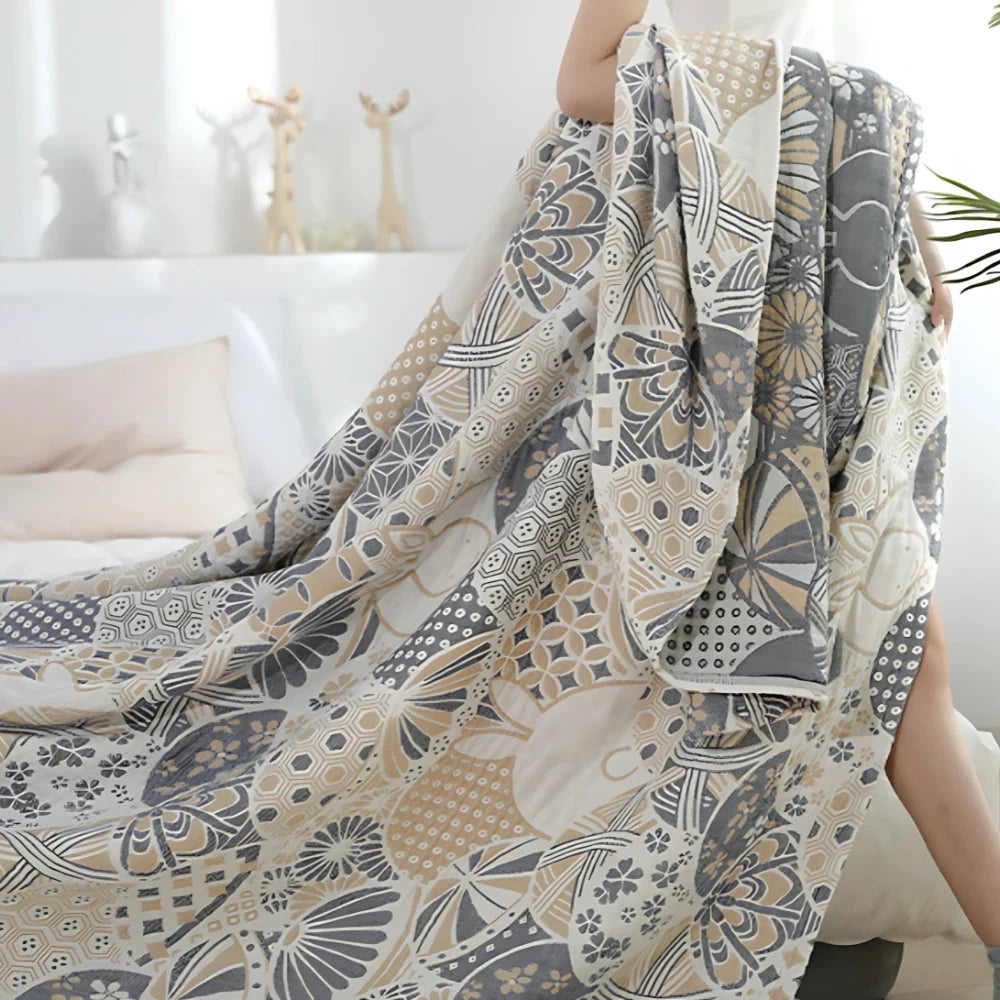 Blanket Four-Layer Gauze Cotton Lightweight & Breathable Machine Washable