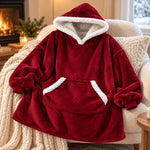 Blanket Hoodie Sherpa-Lined Oversized Plaid Pullover