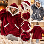 Blanket Hoodie Sherpa-Lined Oversized Plaid Pullover