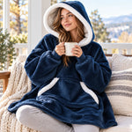 Blanket Hoodie Sherpa-Lined Oversized Plaid Pullover