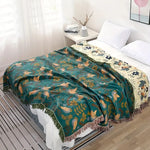 Blanket Reversible Cotton Bird & Floral Design