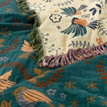 Blanket Reversible Cotton Bird & Floral Design