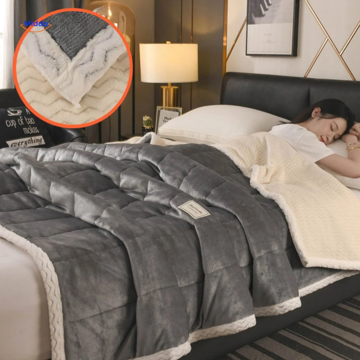 Blanket Reversible Double-Layer Fleece Machine-Washable