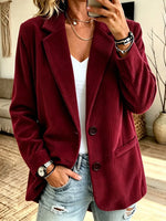 Blazer Corduroy Pinstripe Look Oversized Fit Pockets