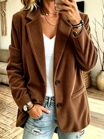 Blazer Corduroy Pinstripe Look Oversized Fit Pockets