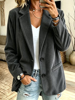 Blazer Corduroy Pinstripe Look Oversized Fit Pockets
