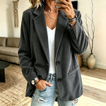Blazer Corduroy Pinstripe Look Oversized Fit Pockets