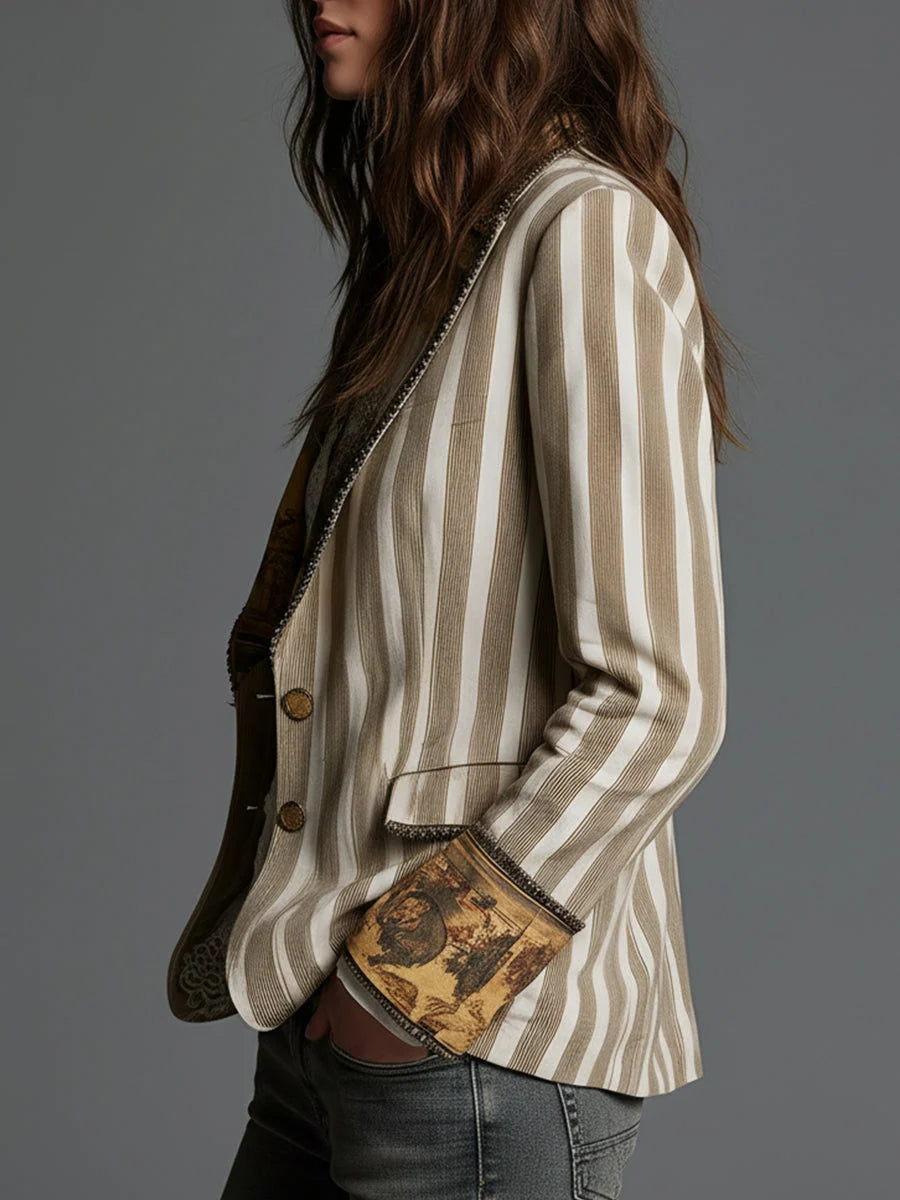 Blazer Decorated Lapels & Cuffs Two-Button Front