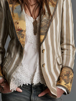 Blazer Decorated Lapels & Cuffs Two-Button Front