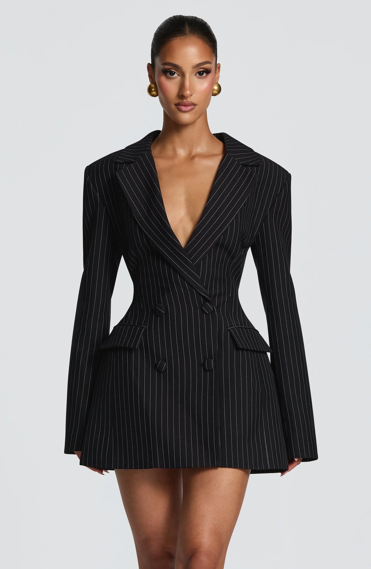 Blazer Mini Dress Double-Breasted Fully Lined