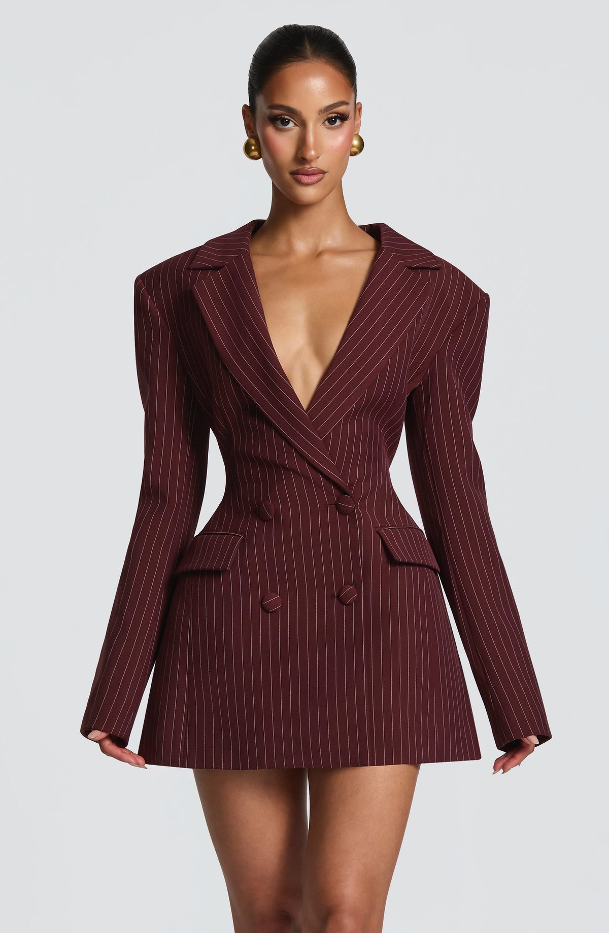Blazer Mini Dress Double-Breasted Fully Lined
