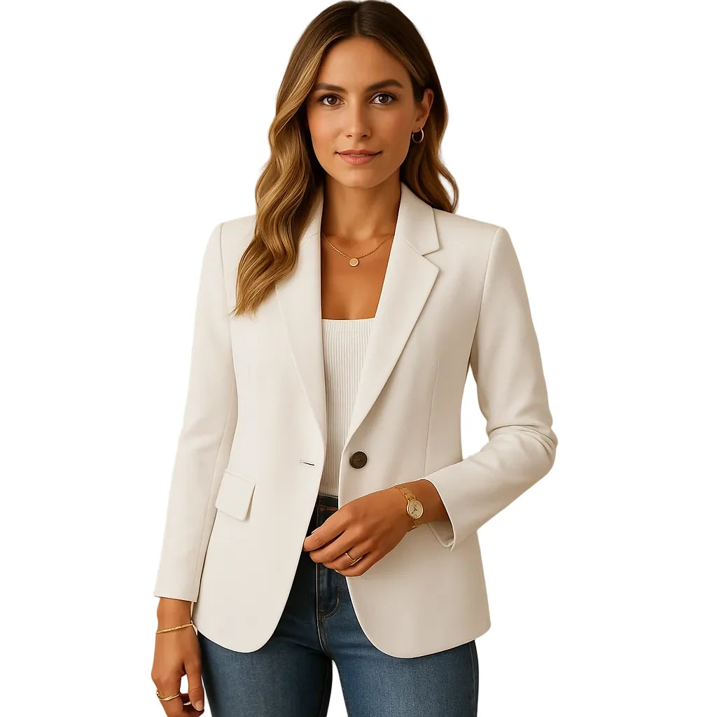 Blazer Single-Breasted Notch Lapel Flap Pockets