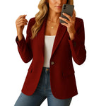 Blazer Single-Breasted Notch Lapel Flap Pockets