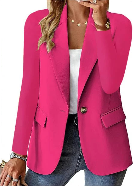 Blazer Single-Breasted Notch Lapel Flap Pockets