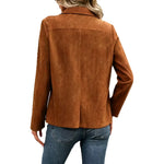 Blazer Suede-Look Cropped Waterfall Collar